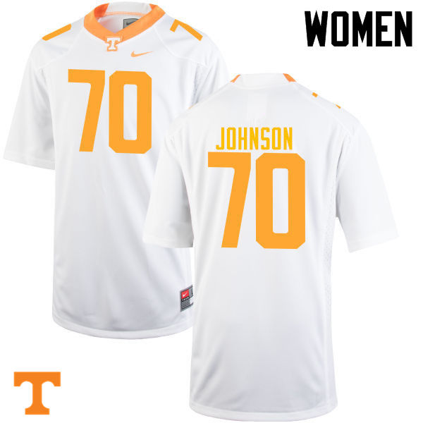 Women #70 Ryan Johnson Tennessee Volunteers College Football Jerseys-White